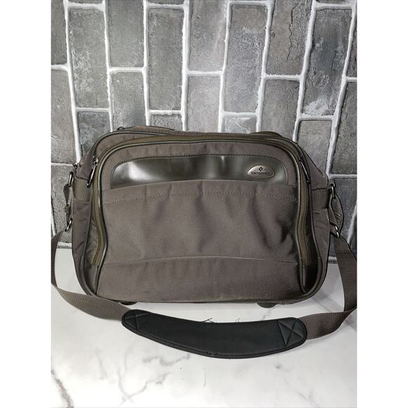 Samsonite Carry On Computer Tan/Brown Bag Zipper Adjustable Shoulder Strap - Picture 3 of 8